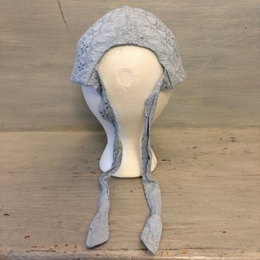 Vince Camuto 100% Cotton Pale Blue Eyelet Lace Adjustable Tie Baseball Cap GC - Picture 6 of 9